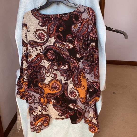 Zac & Rachel top gray with paisley and floral print boho casual shirt office 2X - Picture 17 of 17